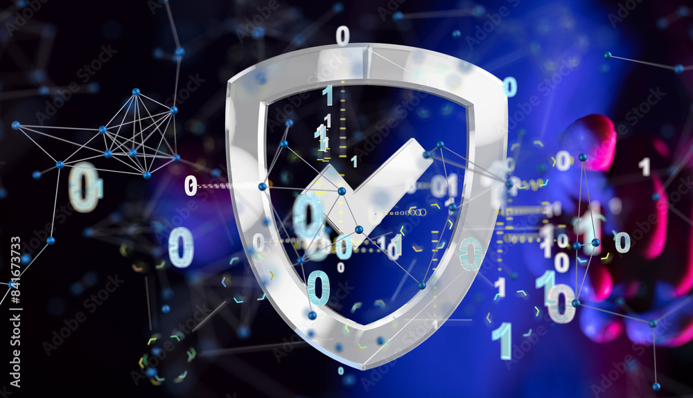 Poster cybersecurity and information or network protection.
