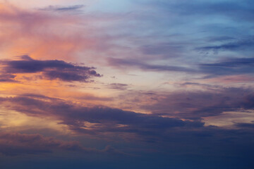 beautiful sky with clouds  at sunset