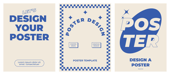 Retro poster with graphic elements of geometrical shapes vector. Trendy Y2k backgrounds for posters, prints, invitations or cards.

