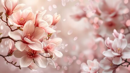 Beautiful Magnolia Flowers on Soft Background
