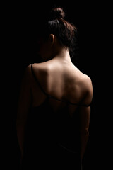 Woman silhouette. Beautiful Naked Back Girl.
