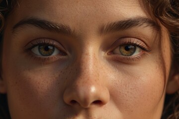 Curly girl, women portrait, emotions, copy space.