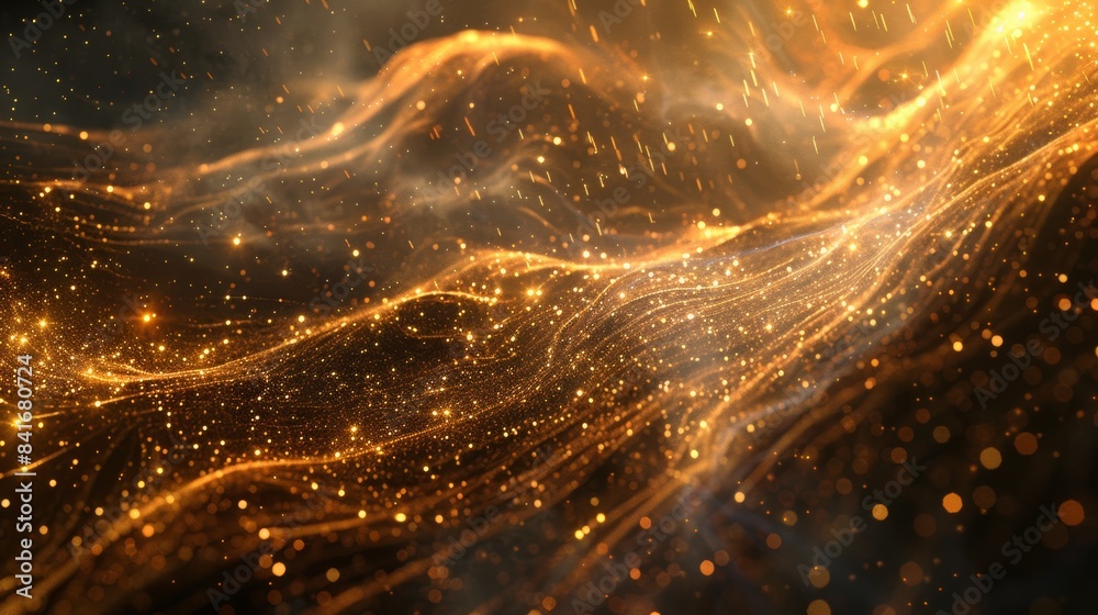 Aufkleber A mesmerizing scene of golden particles flowing gracefully through space, creating a mesmerizing dance of light.