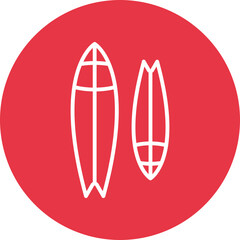 Surfboard line circle icon