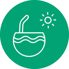 Coconut drink icon line circle icon