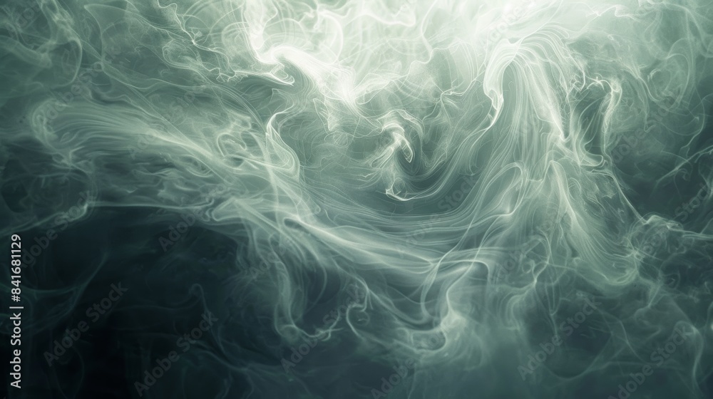 Poster a mesmerizing vortex of ethereal smoke swirling upwards, illuminated by a soft, celestial glow.