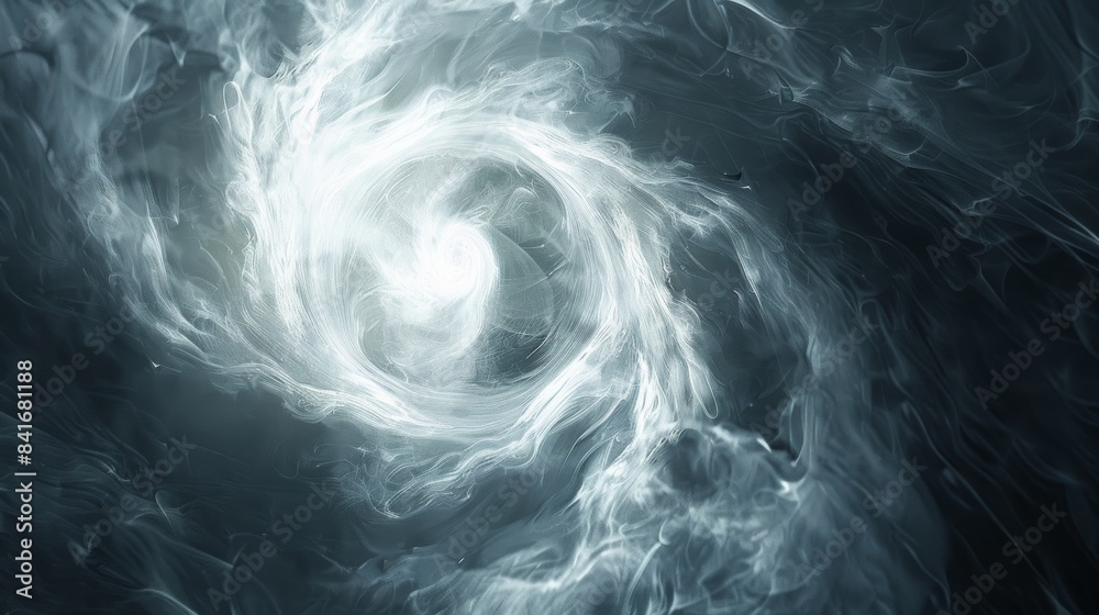 Poster a mesmerizing vortex of ethereal smoke swirling upwards, illuminated by a soft, celestial glow.