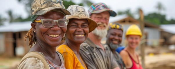 The joy of service radiates from this group of smiling retirees as they help build a community center on their volunteer trip abroad.