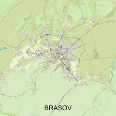 Brașov, Romania map poster art