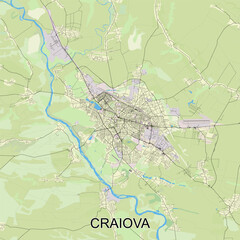 Naklejka premium Craiova, Romania map poster art