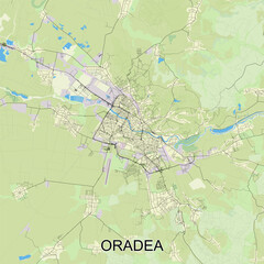 Oradea, Romania map poster art