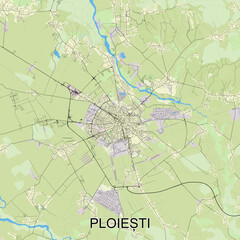 Ploiești, Romania map poster art