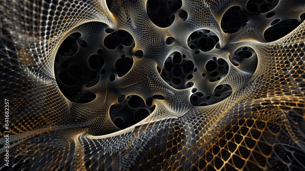 Poster A mind-bendingly realistic representation of an abstract geometric mesh pattern, showcasing a hypnotic interplay of interconnected lines and shapes.