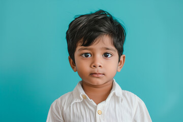 Happy Indian school kid posing isolated