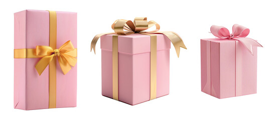 Pink gift box isolated on transparent background