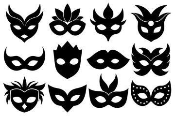 masquerade mask silhouette vector illustration