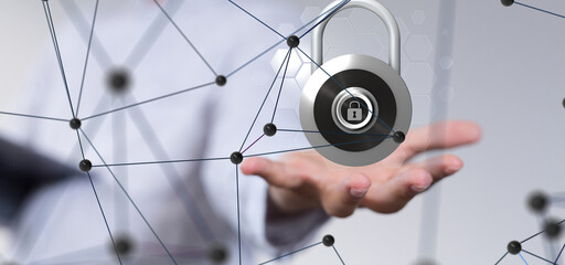 abstract lines with dots over dark background.