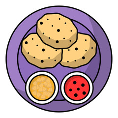 Indian Chickpea Curry with Fried Flatbreads vector color icon design, Pan-Asian cuisine symbol, Most Popular Dishes Sign,Casual eats stock illustration, chholay bhaturey Concept
