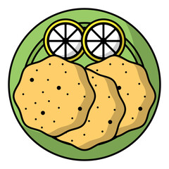 Fire toasted papar Concept vector color icon design, Pan-Asian cuisine symbol, Most Popular Dishes Sign,Casual eats stock illustration 