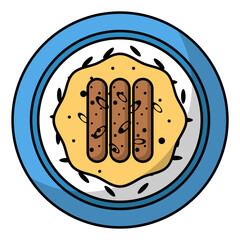Tonkatsu donburi vector color icon design, Pan-Asian cuisine symbol, Most Popular Dishes Sign,Casual eats stock illustration, Katsudon Bowl Concept