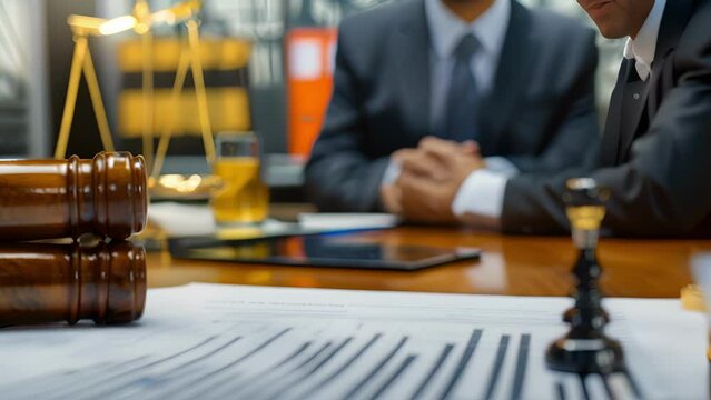 A lawyer presents the finalized oil and gas regulations to a government official for approval and implementation.