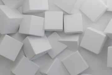 Abstract 3d cubes on white wall background, 3d rendering