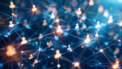 Obraz premium Abstract background with network of people and connections, business concept for social media or global communication technology view