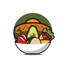 MEXICAN FOOD SOMBRERO HAT LOGO VECTOR ILLUSTRATION