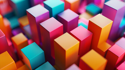 Obraz premium 3d render Connected colorful cubes 