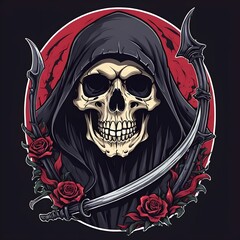 Sticker, sticker, design on a T-shirt in the form of a skull