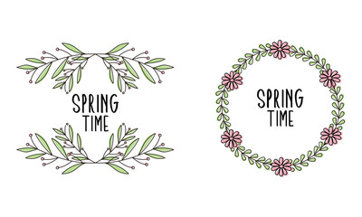 Spring time doodle floral frames