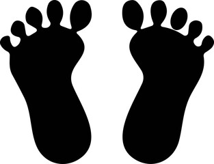 Footprints human silhouette vector. Shoe sole print. Foot print tread, boots, sneakers. Impression icon barefoot Footsteps and children.
