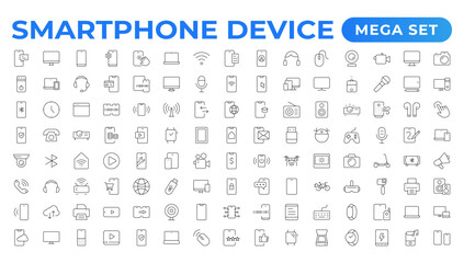 Modern Smartphone Device Icons for Engaging User Experiences. Collection of Smartphone Device Icons for Modern UI Design