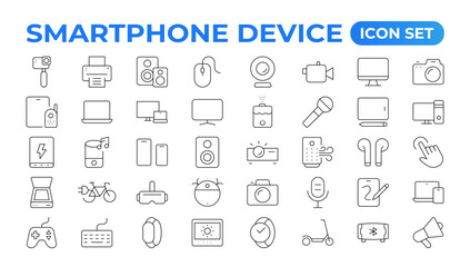 Modern Smartphone Device Icons for Engaging User Experiences. Collection of Smartphone Device Icons for Modern UI Design