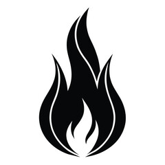 Vector Silhouette of Stylized Flame Icon in Black