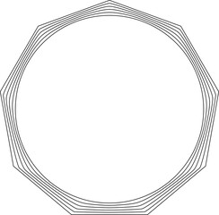 Polygon frame line blend to circle. Modern tech design element