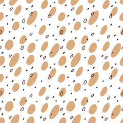Abstract Beige geometric shapes seamless pattern. Creative template. Minimal background with abstract spots. Trendy background for textile, wrapping paper, wallpaper, cover. Hand drawn vector texture.