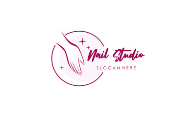 Nail beauty logo design vector