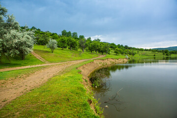 Photo with landscape and beautiful green nature in the Republic of Moldova, a small friendly country in Eastern Europe.