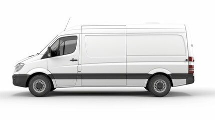 White Delivery Van Side View - Generative AI