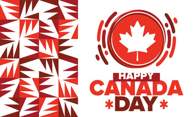 Happy Canada Day. National holiday, celebrated annual in July 1. Canadian flag. Maple leaf. Patriotic symbol and elements. Poster, card, banner and background. Vector illustration