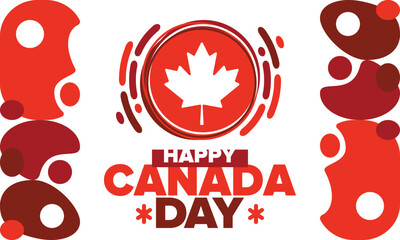 Happy Canada Day. National holiday, celebrated annual in July 1. Canadian flag. Maple leaf. Patriotic symbol and elements. Poster, card, banner and background. Vector illustration