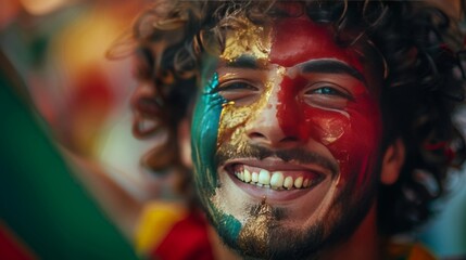 A Portuguese football fan celebrates during the Euro championship