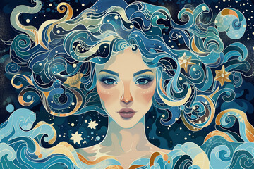 wallpaper of astrological spiritual zodiac sign aquarius