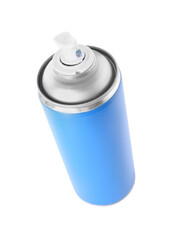 One light blue spray paint can isolated on white