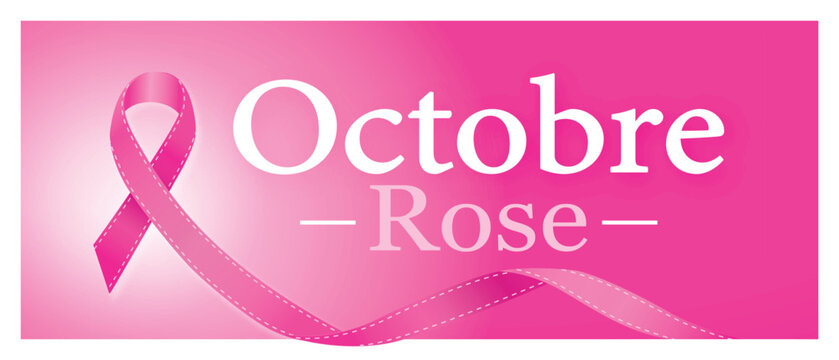 OCTOBRE ROSE en fran&ccedil;ais 2 - Lutte contre le cancer du sein - Illustration vectorielle