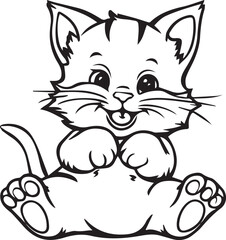 Baby cat smile vector art silhouette illustration