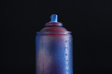 One spray paint can on dark background, closeup