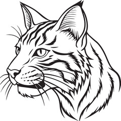 Head of a tiger silhouette vector art illustration with white background