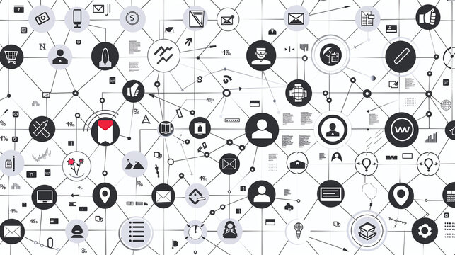 resume matrix, abstract icons shapes and lines, diverse resumes in online job searching, digital structure website space